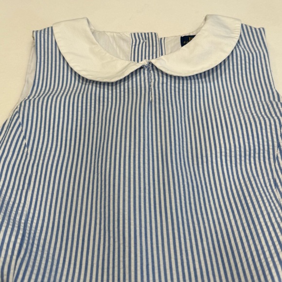 Polo Ralph Lauren Girls Seersucker Dress Blue/white Stripe Fit & Flare Sz 12 - Picture 9 of 14